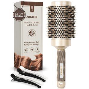 New AIMIKE Round Hair Brush, Boar Bristles - 2 Inch Barrel